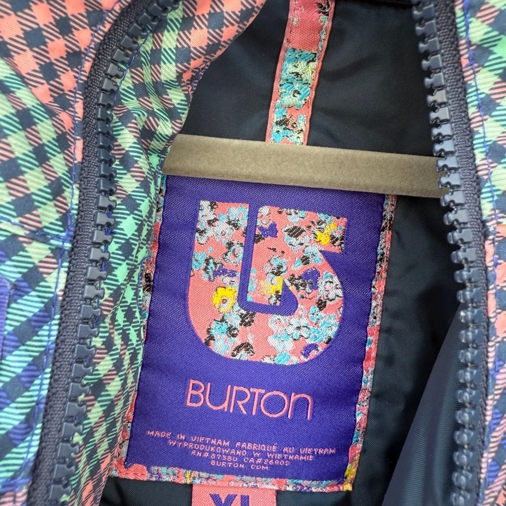 Burton Kids Plaid Ski/Snowboard Jacket - Blue, Pink, and Green - Picture 3 of 4